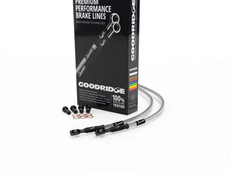 Goodridge 00-02 BMW R1150R ABS Clear Rear SS Brake Lines w Black Fittings on Sale