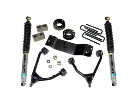 Superlift 07-16 Chevy Silv 1500 4WD 3.5in Lift Kit w  Cast Steel Control Arms & Bilstein Rear Shocks Supply